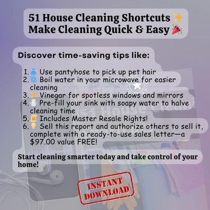 51 House Cleaning Shortcuts - Audio and eBook Combo